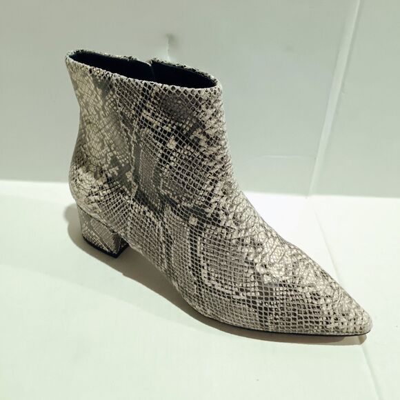 Corso Como Freen Leather Ankle Boots-Size 7-Snakeskin-Block Heel-Pointed Toe - Picture 1 of 8